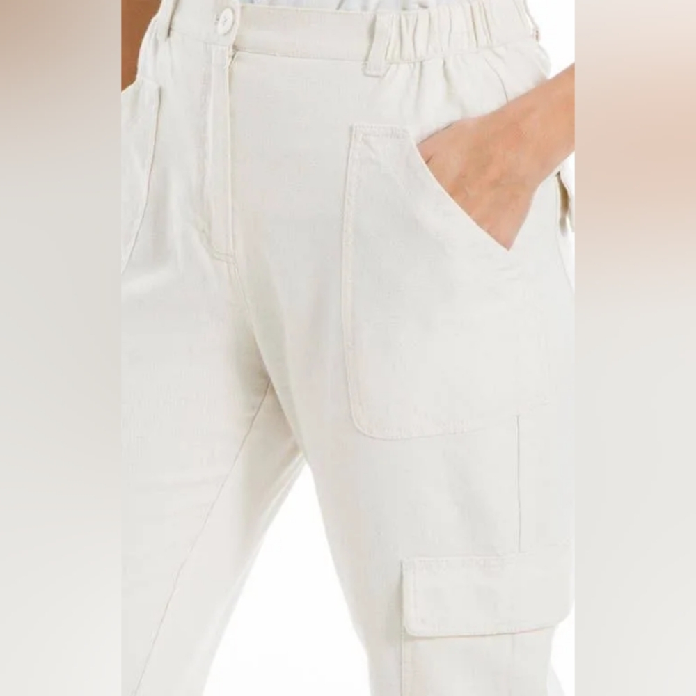Max Studio London Ivory Cargo Pants